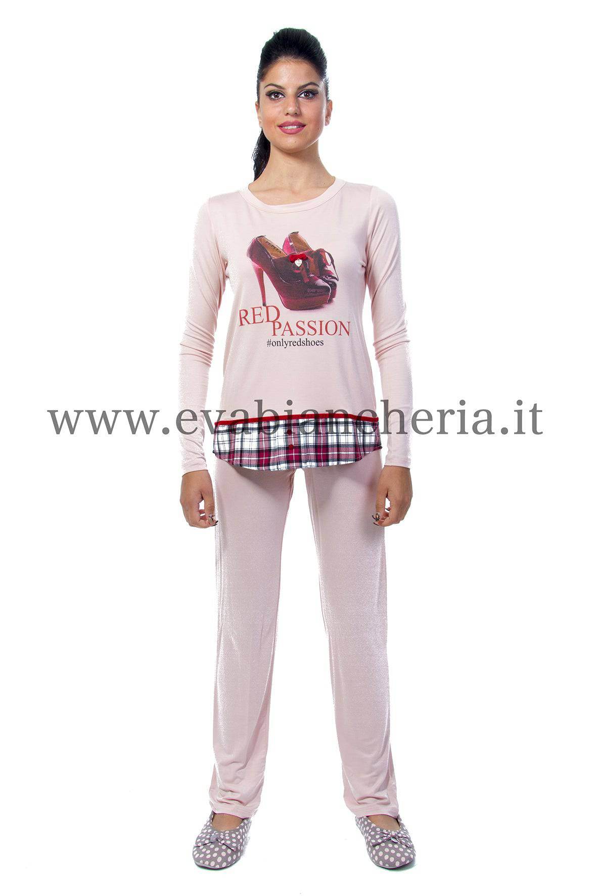 Pigiama Lungo Donna CAPPUCCETTO 8833 Pepita - evabiancheria
