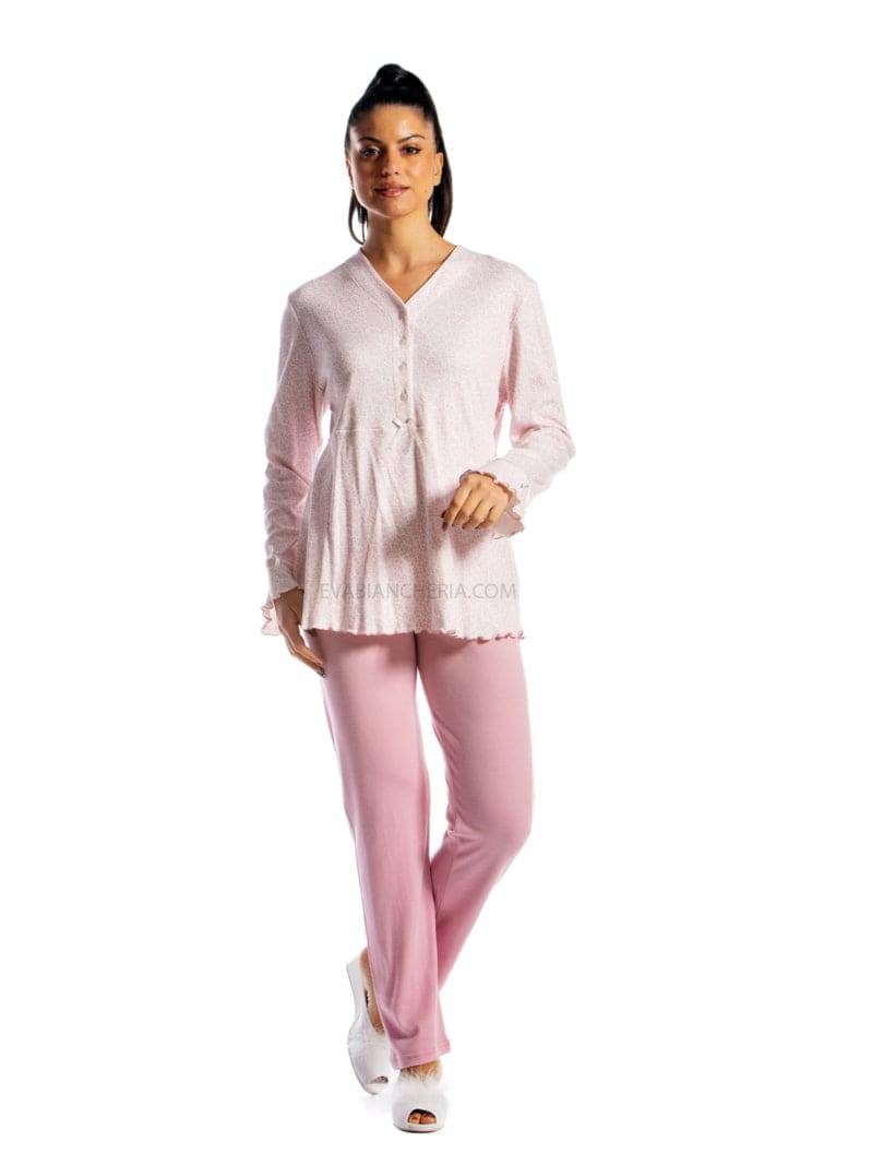 Pigiama Lungo Donna I21351 3 Prima Rosa - evabiancheria