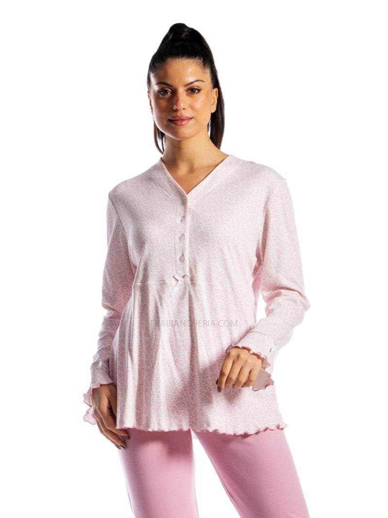 Pigiama Lungo Donna I21351 3 Prima Rosa - evabiancheria