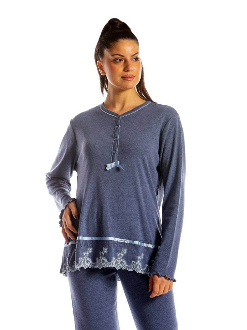 Pigiama Lungo Donna I21353 3B Prima Rosa - evabiancheria