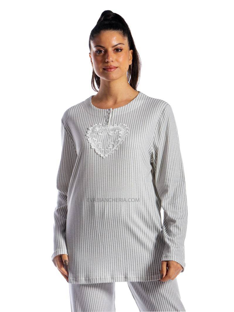 Pigiama Lungo Donna I21365 3 Prima Rosa - evabiancheria