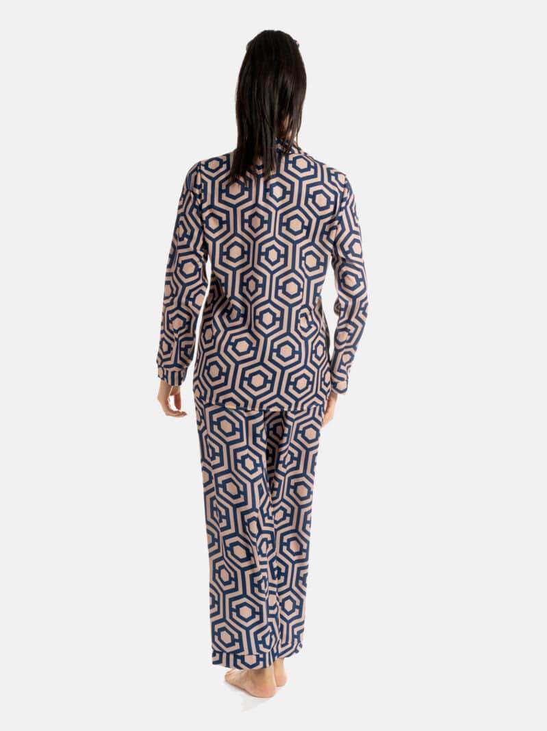 Pigiama Lungo Donna ORCHIDEA ESAGONALE Filo D Angelo - evabiancheria