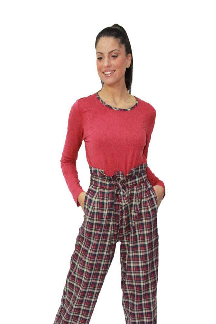 Pigiama Lungo Donna SIBILLA 6521 Pepita - evabiancheria