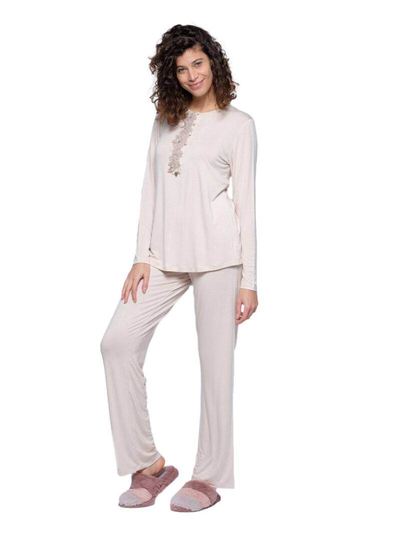 Pigiama Lungo Donna VANIGLIA 8161 Pepita - evabiancheria