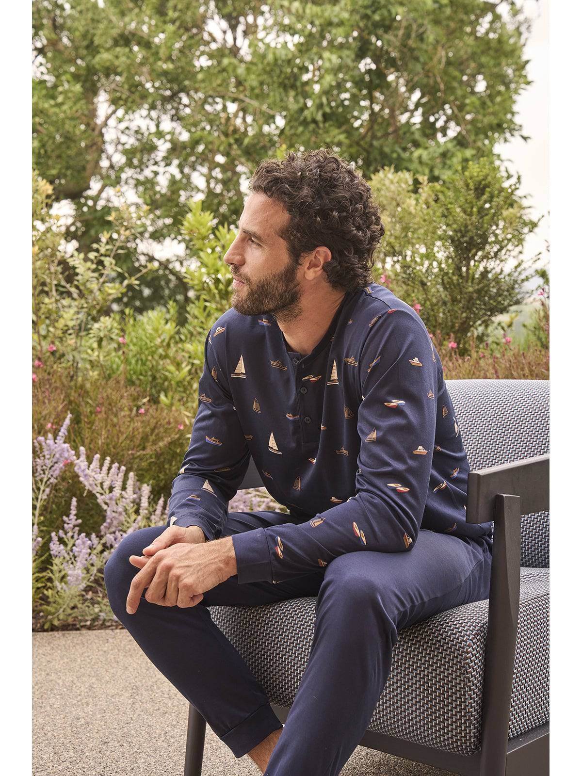 Pigiama Lungo Uomo Barcellona Jal831 Barche Julipet - evabiancheria