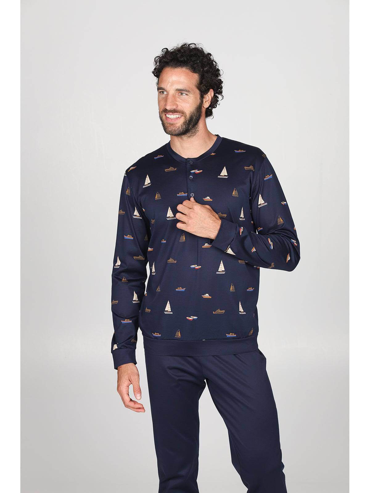 Pigiama Lungo Uomo Barcellona Jal831 Barche Julipet - evabiancheria