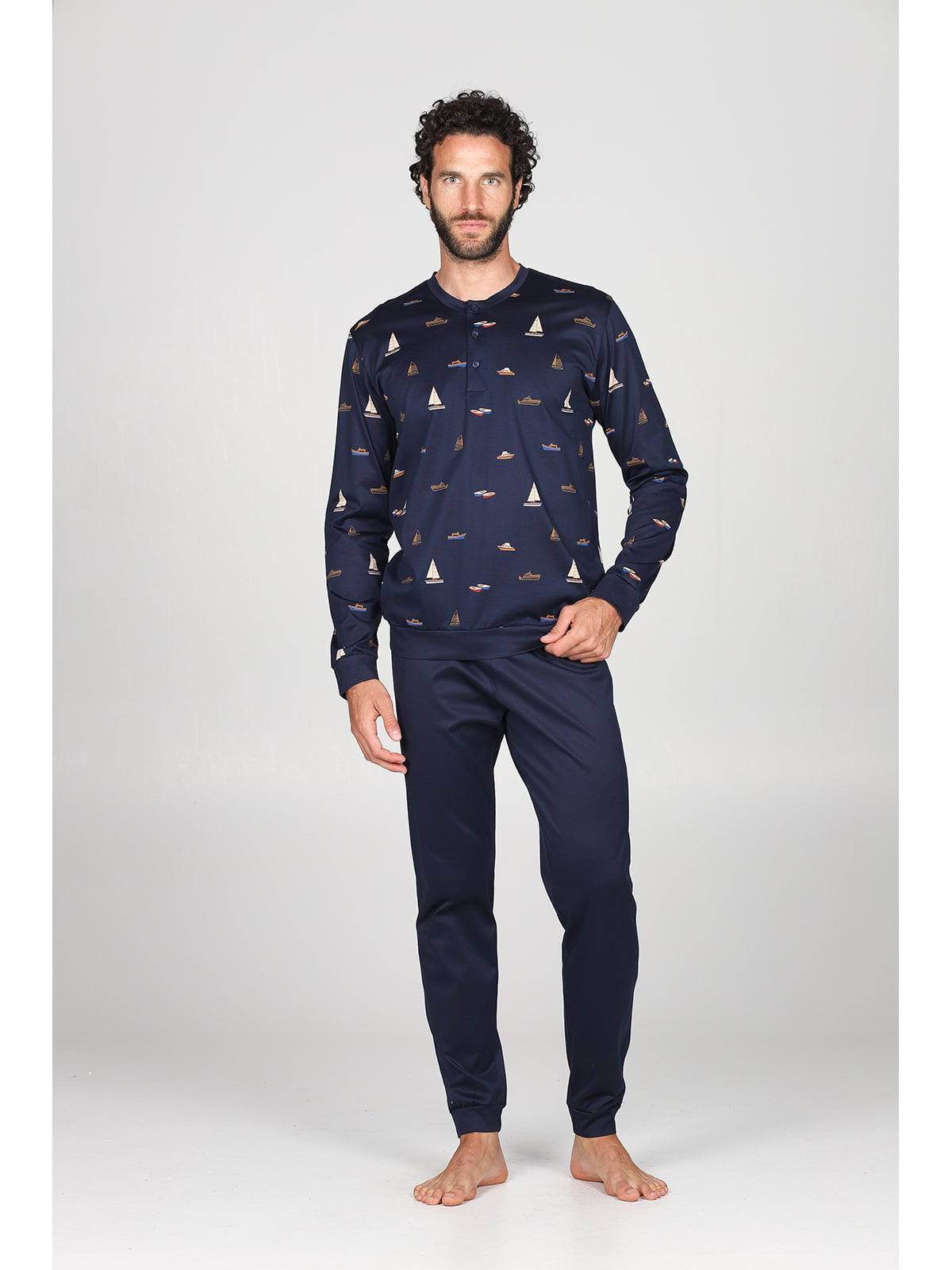 Pigiama Lungo Uomo Barcellona Jal831 Barche Julipet - evabiancheria