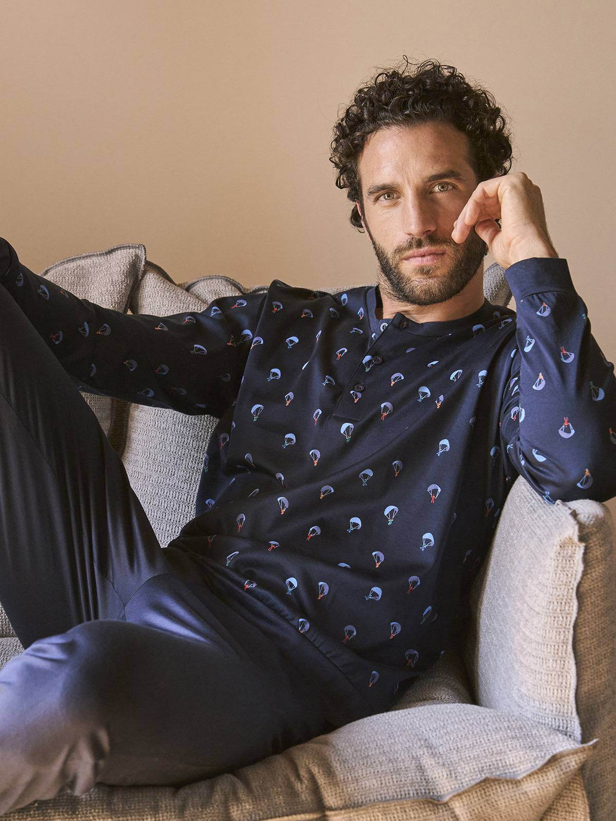 Pigiama Lungo Uomo Barcellona Jal831 Parapendio Julipet - evabiancheria