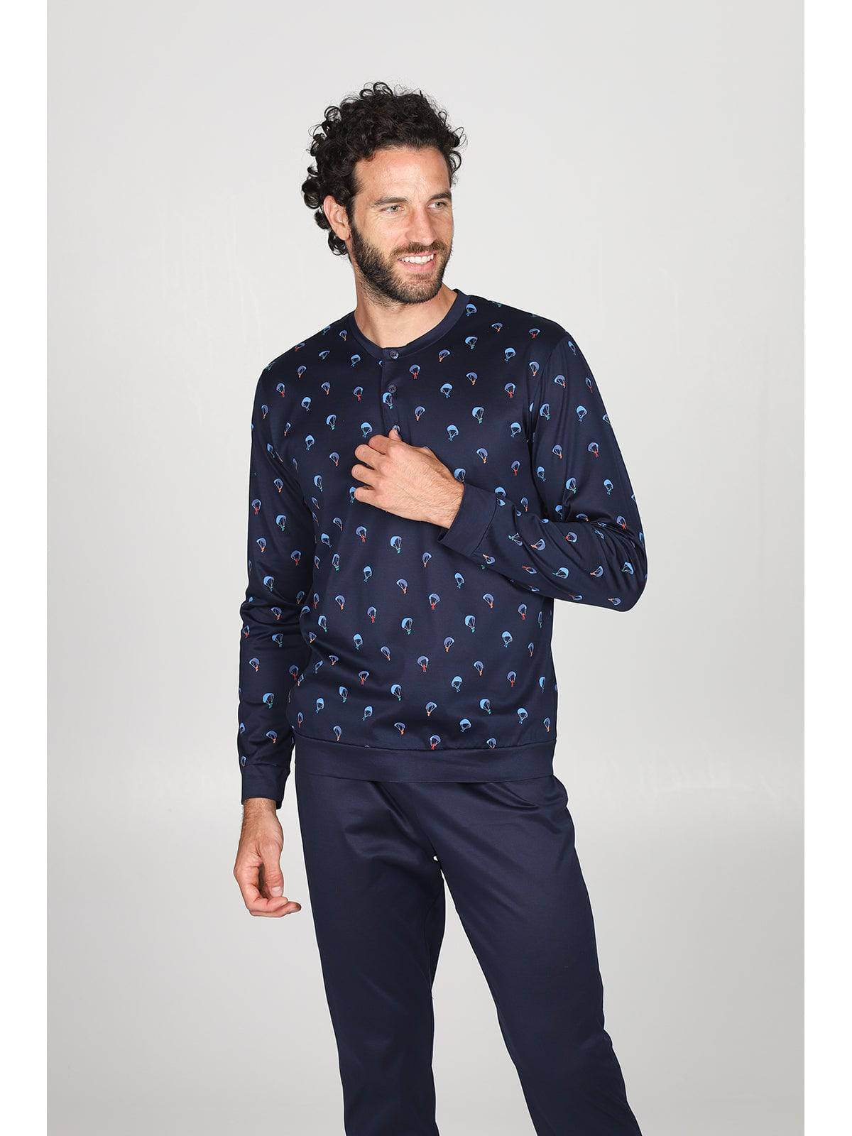 Pigiama Lungo Uomo Barcellona Jal831 Parapendio Julipet - evabiancheria