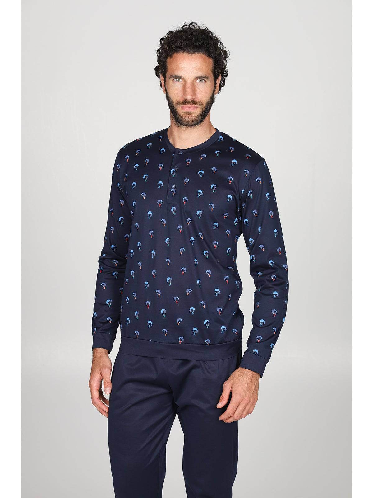 Pigiama Lungo Uomo Barcellona Jal831 Parapendio Julipet - evabiancheria