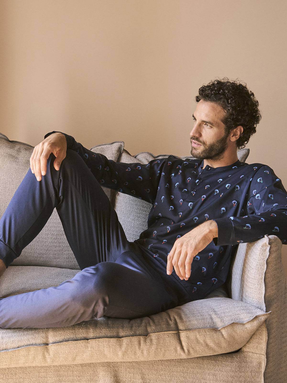 Pigiama Lungo Uomo Barcellona Jal831 Parapendio Julipet - evabiancheria