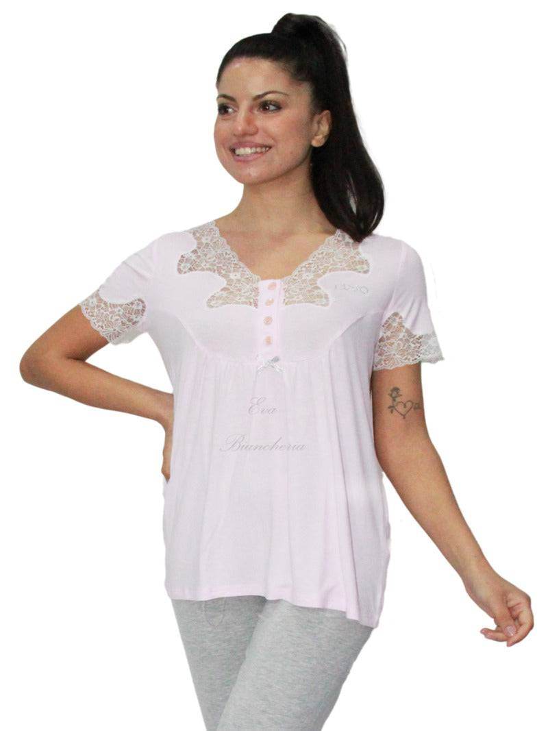Pigiama Manica corta con pantalone lungo Donna DL0121 Liu Jo Home - evabiancheria