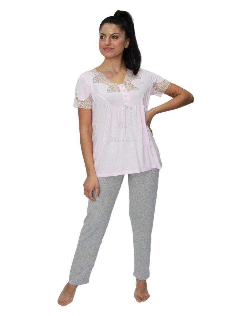 Pigiama Manica corta con pantalone lungo Donna DL0121 Liu Jo Home - evabiancheria