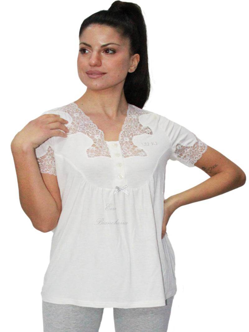 Pigiama Manica corta con pantalone lungo Donna DL0121 Liu Jo Home - evabiancheria