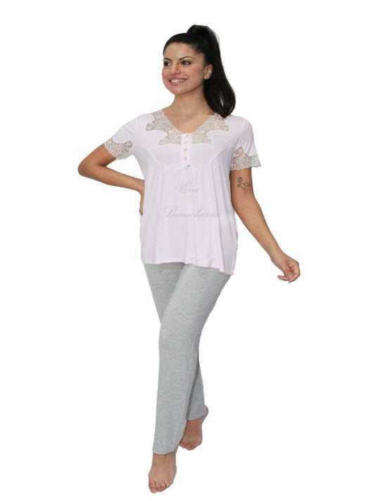 Pigiama Manica corta con pantalone lungo Donna DL0121 Liu Jo Home - evabiancheria