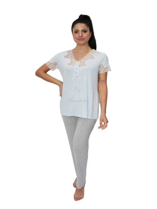 Pigiama Manica corta con pantalone lungo Donna DL0121 Liu Jo Home - evabiancheria