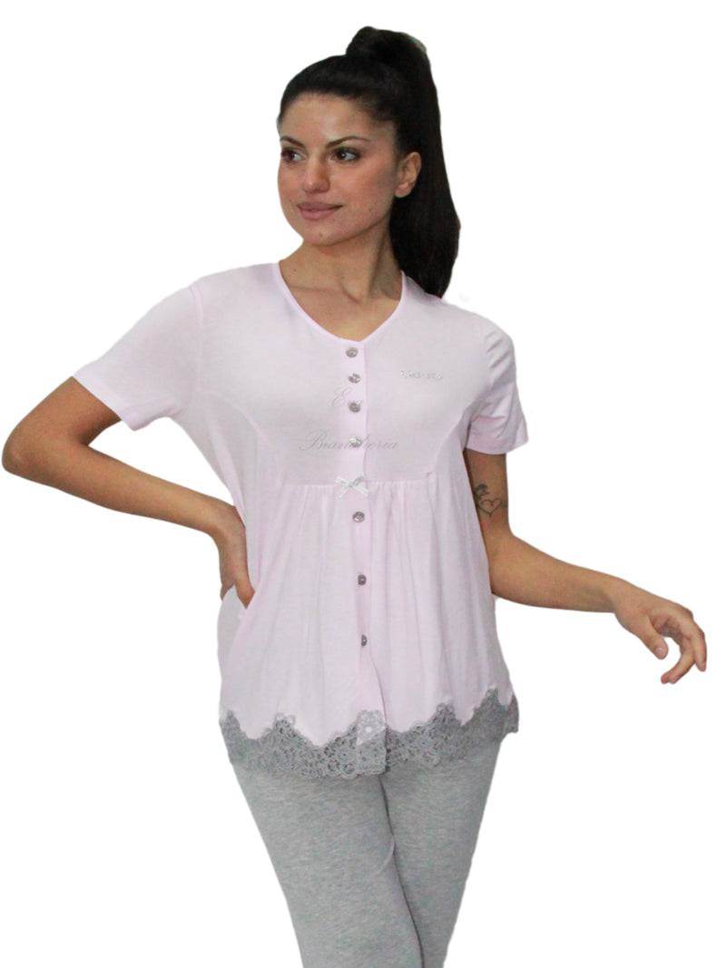 Pigiama Manica corta con pantalone lungo Donna DL0132 Liu Jo Home - evabiancheria