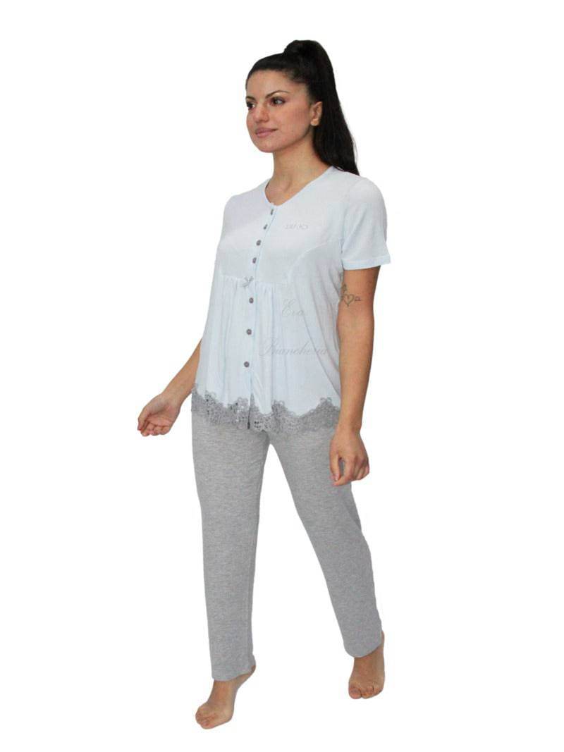 Pigiama Manica corta con pantalone lungo Donna DL0132 Liu Jo Home - evabiancheria