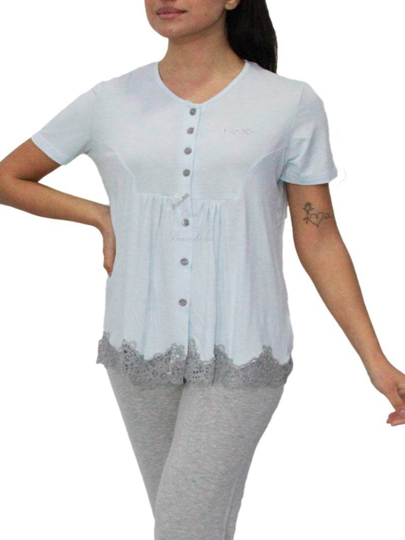 Pigiama Manica corta con pantalone lungo Donna DL0132 Liu Jo Home - evabiancheria