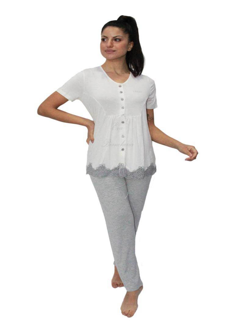 Pigiama Manica corta con pantalone lungo Donna DL0132 Liu Jo Home - evabiancheria