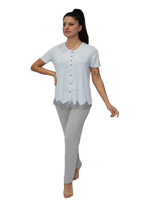 Pigiama Manica corta con pantalone lungo Donna DL0132 Liu Jo Home - evabiancheria