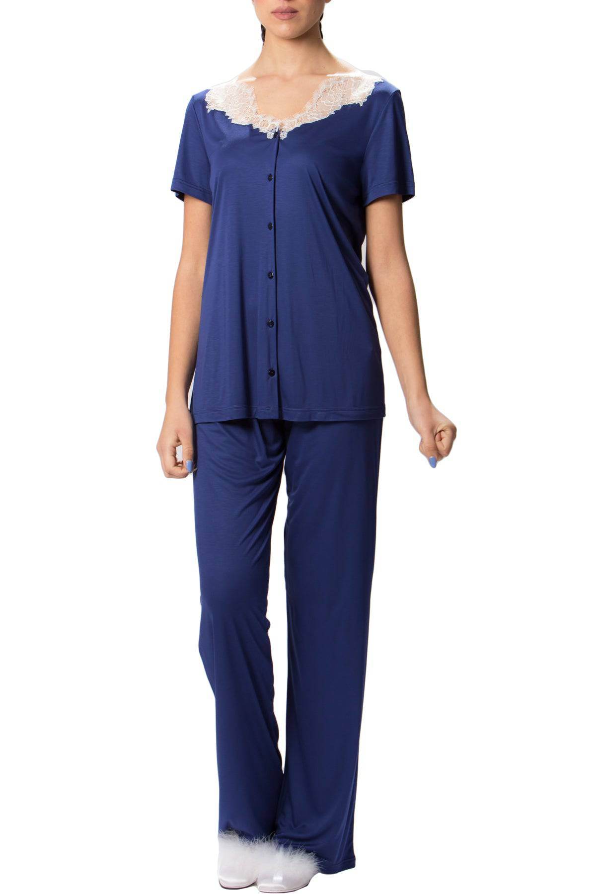 Pigiama Manica corta con pantalone lungo Donna L6J7525 Luna di Seta - evabiancheria