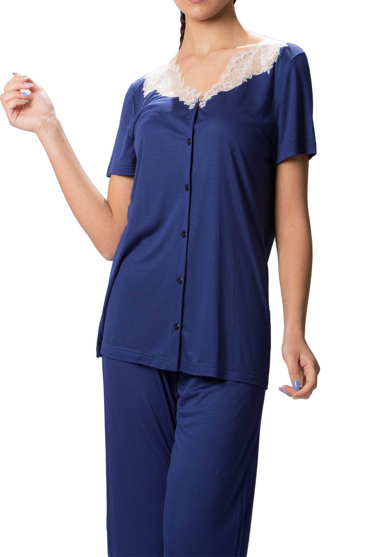 Pigiama Manica corta con pantalone lungo Donna L6J7525 Luna di Seta - evabiancheria