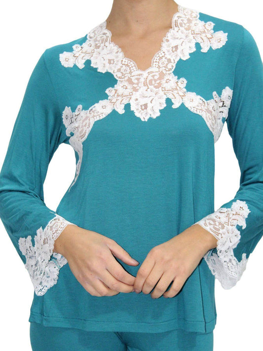 Pigiama Manica lunga Donna 6380 Clara Rossi Firenze - evabiancheria