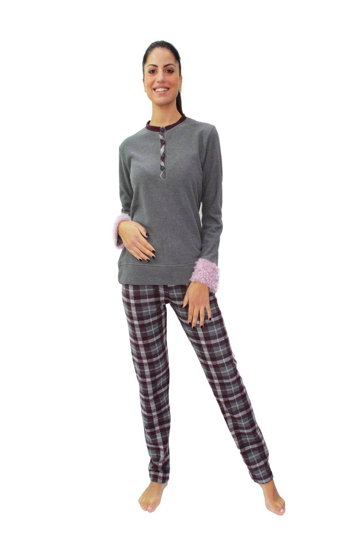 Pigiama Serafino Donna 2168 Pig Rosa e Menta - evabiancheria