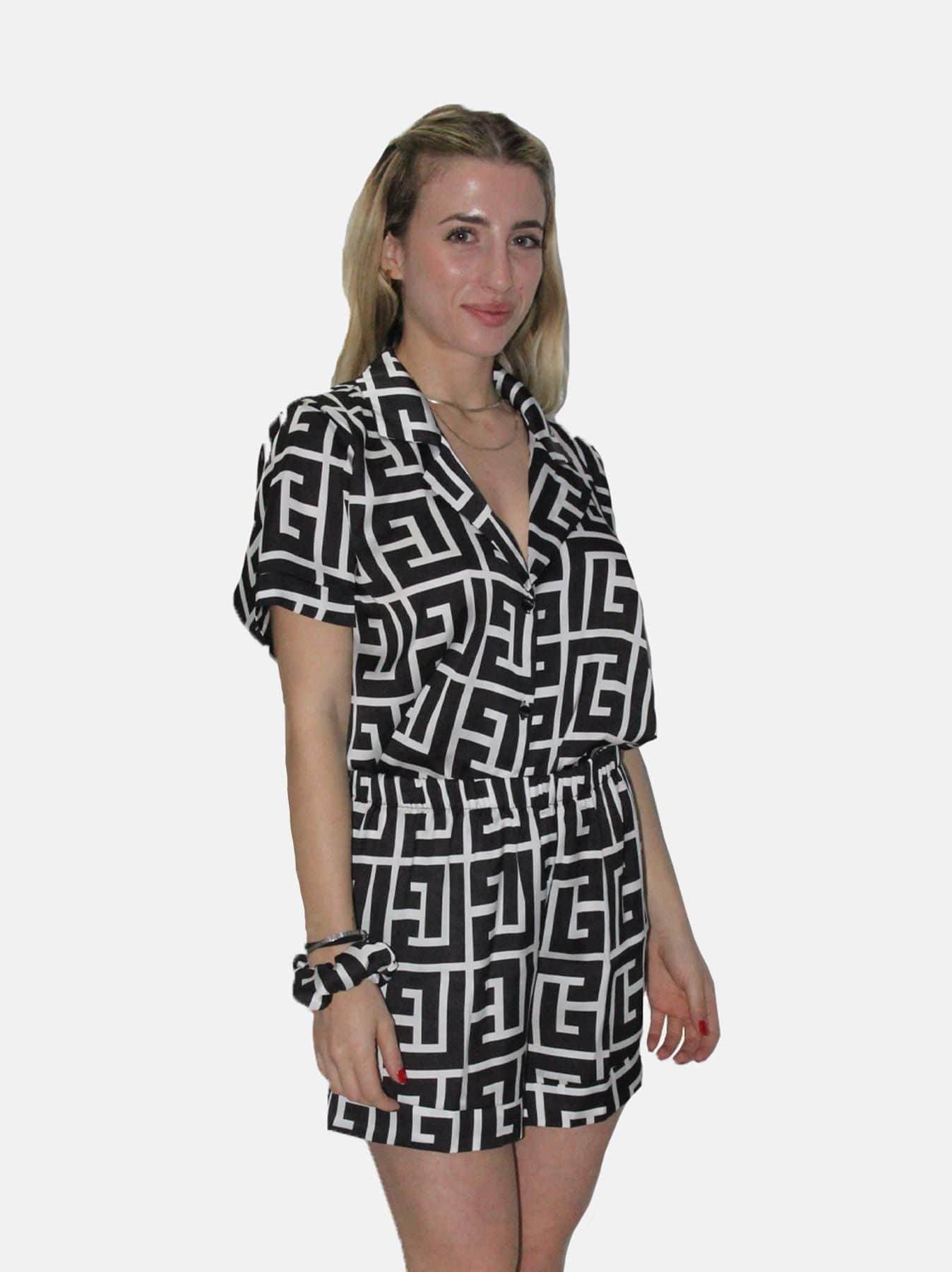 Pigiama corto Donna Ortensia Greca Filo D Angelo - evabiancheria