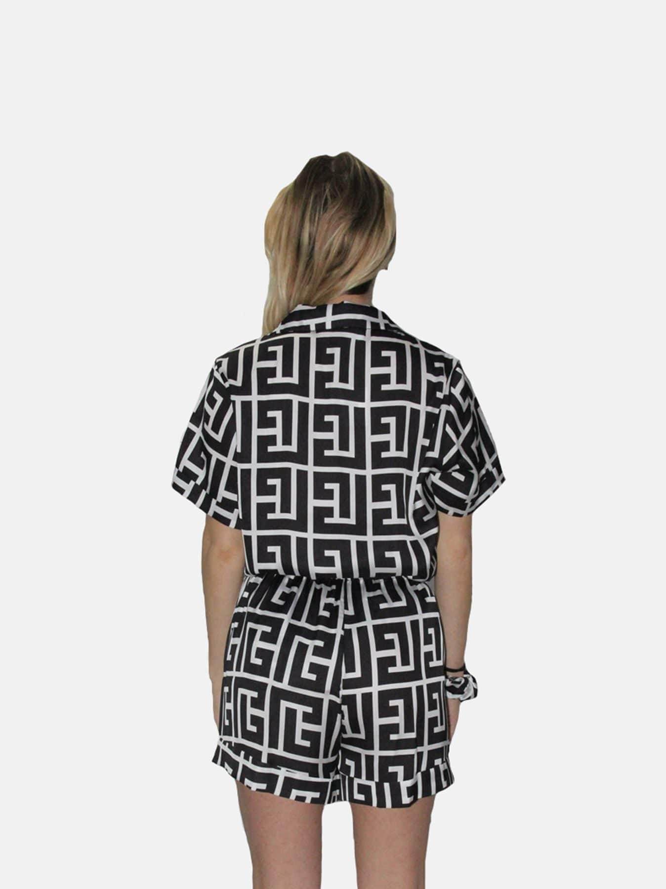 Pigiama corto Donna Ortensia Greca Filo D Angelo - evabiancheria