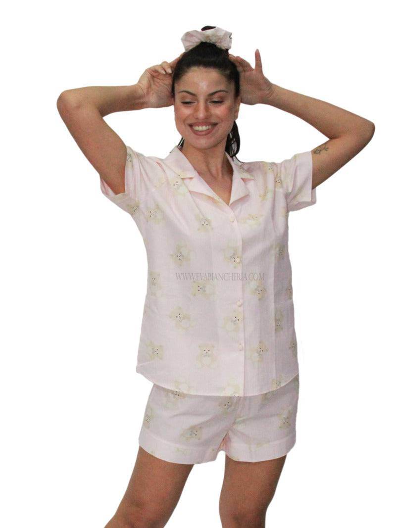 Pigiama corto Donna TEDDY COT PIG Filo D Angelo - evabiancheria