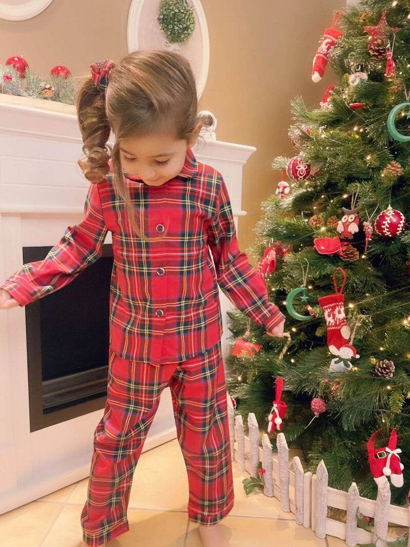 Pigiama lungo natalizio Bambini e ragazzi TARTAN PIG BA Filo D Angelo - evabiancheria