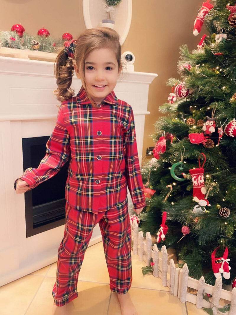 Pigiama lungo natalizio Bambini e ragazzi TARTAN PIG BA Filo D Angelo - evabiancheria
