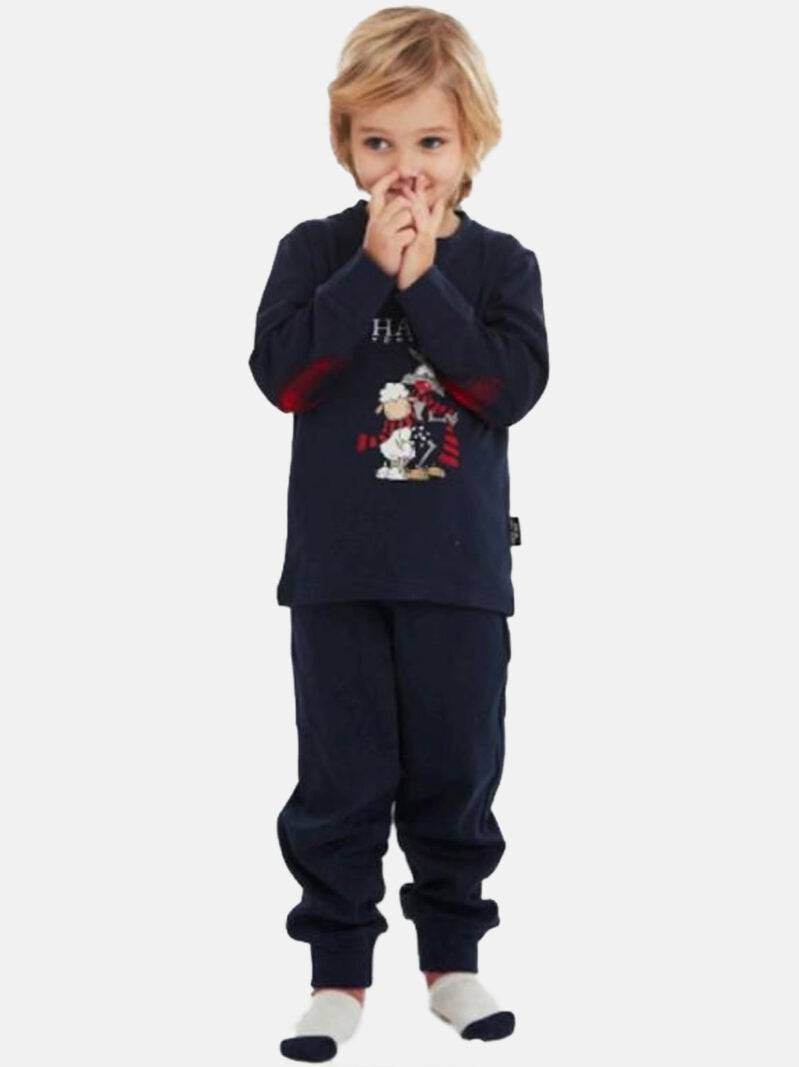 Pigiama lungo natalizio Bimbo H5525 Happy People - evabiancheria