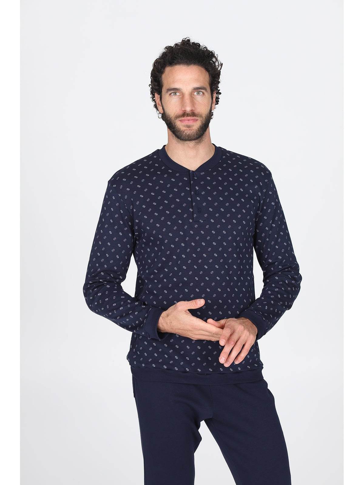 Pigiama Serafino Uomo Gatteo Jal235 Cerchi Julipet - evabiancheria