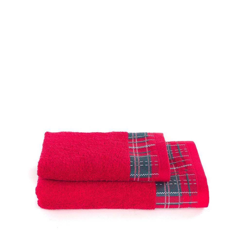 Asciugamani coppia 1+1 natalizia Biancheria Scozzese balza 1+1 Mae - evabiancheria