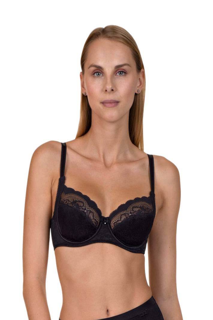 Reggiseno Sfoderato con ferretto Donna EVELYN 20226 Nero Lisca - evabiancheria