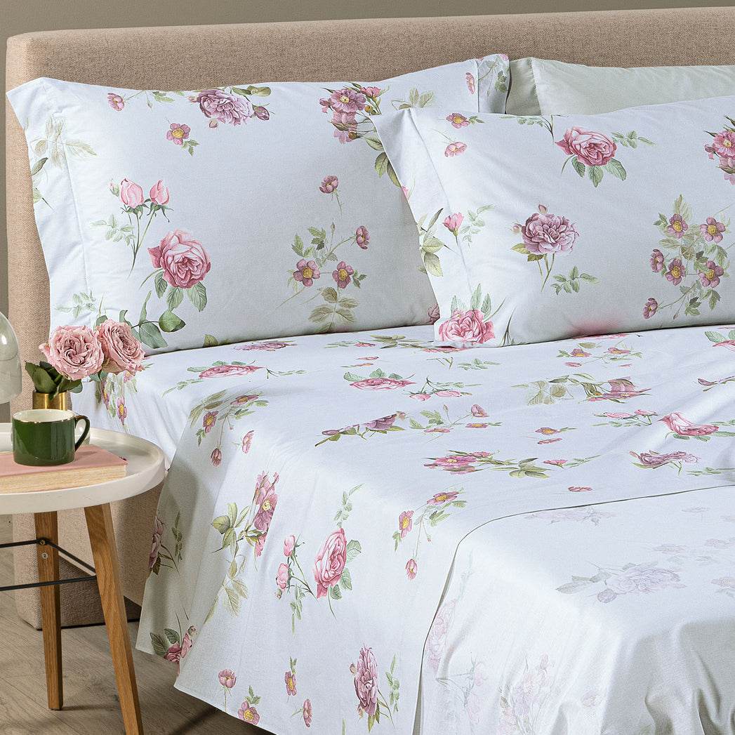 Lenzuola Stampato Biancheria Giardino Romantico Cpl Caleffi - evabiancheria
