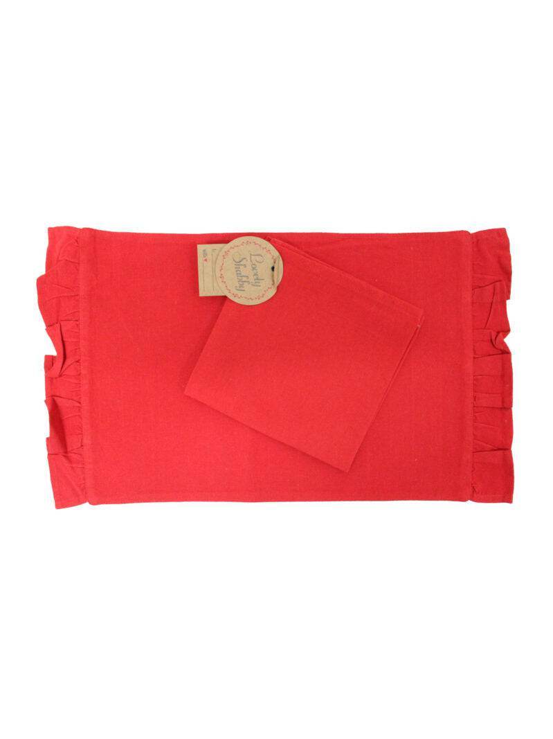 Set americano tinta unita rosso natalizio Biancheria ROUGE SET AMERICANO Lovely Shabby - evabiancheria