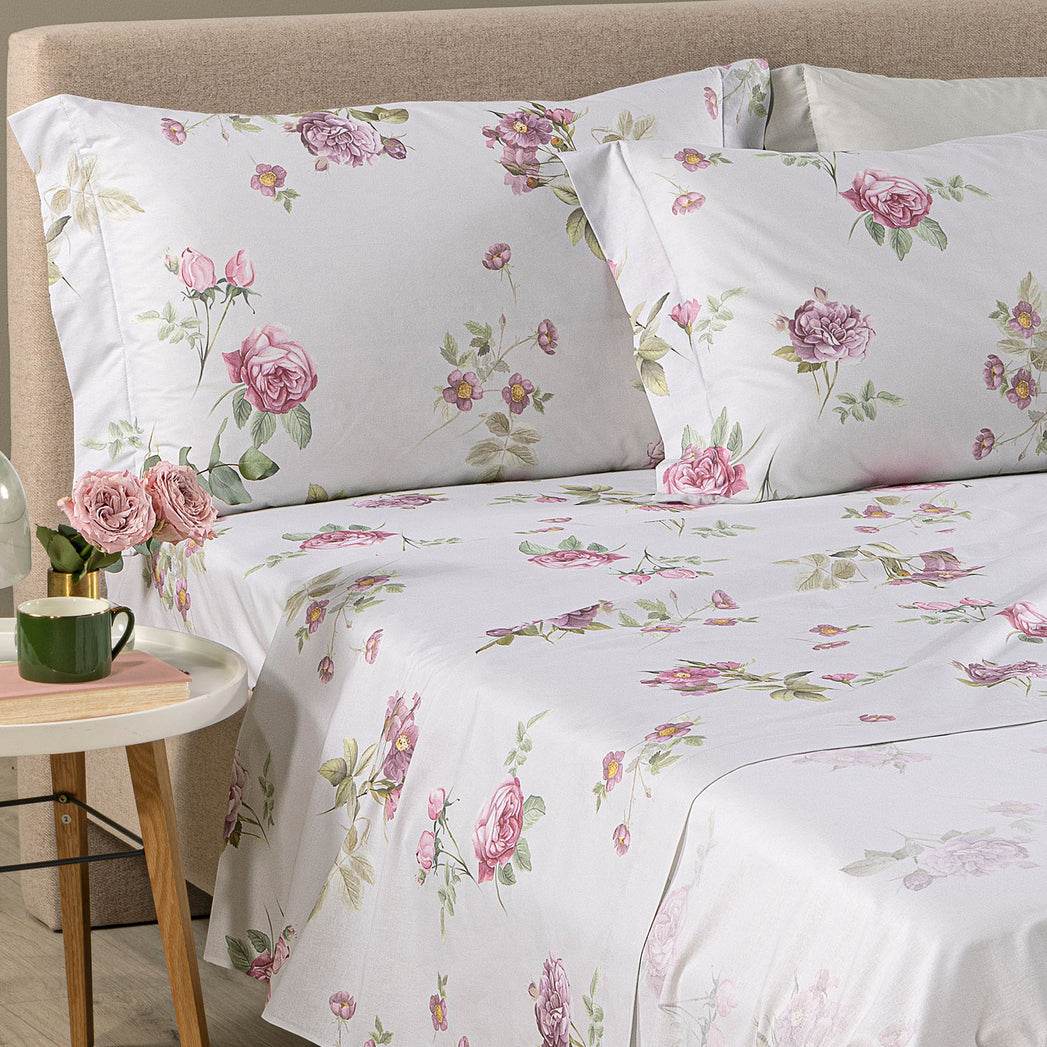 Lenzuola Stampato Biancheria Giardino Romantico Cpl Caleffi - evabiancheria