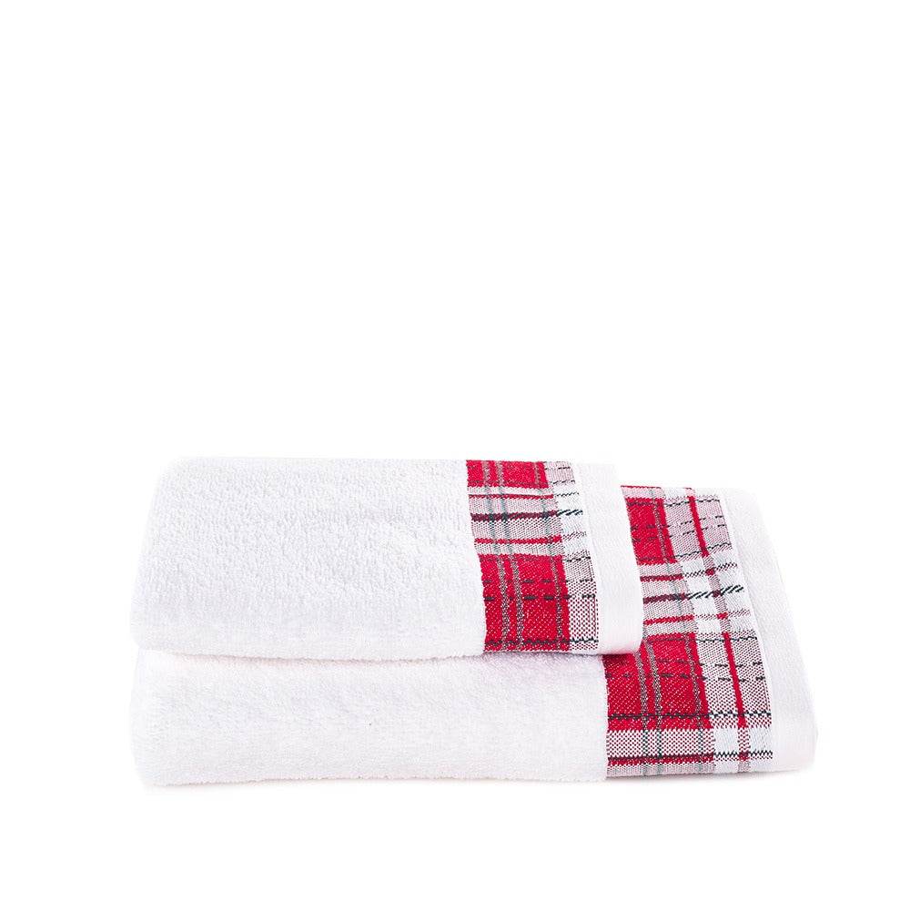 Asciugamani coppia 1+1 natalizia Biancheria Scozzese balza 1+1 Mae - evabiancheria