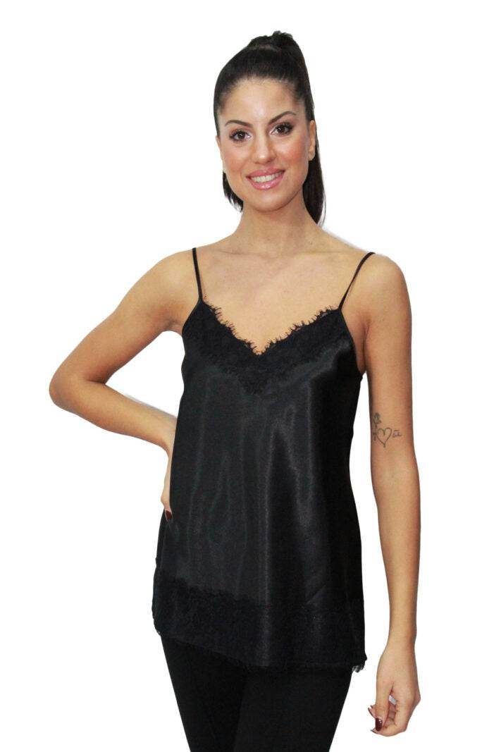 Top Bretellina Donna D1664 Nero Amadine - evabiancheria