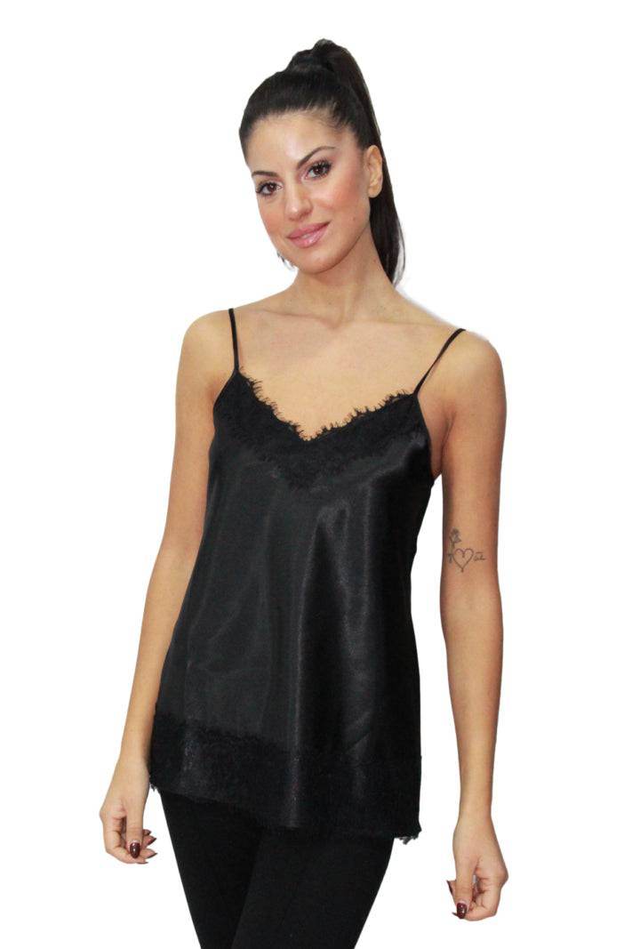 Top Bretellina Donna D1664 Nero Amadine - evabiancheria