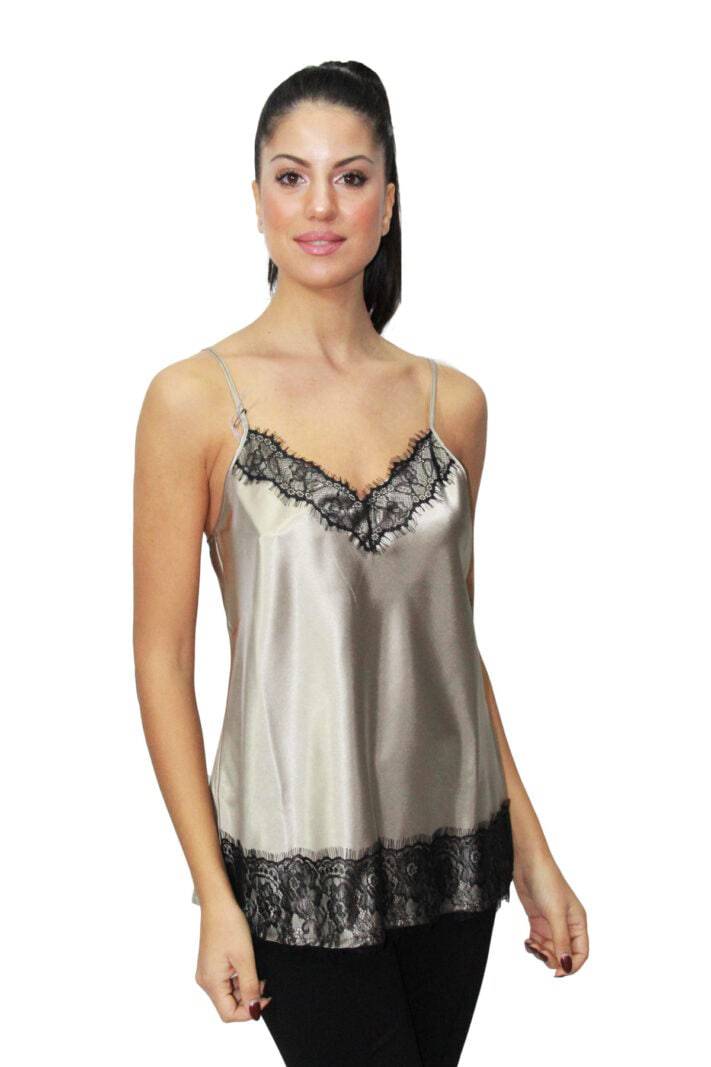 Top Bretellina Donna D1664 Tortora Amadine evabiancheria