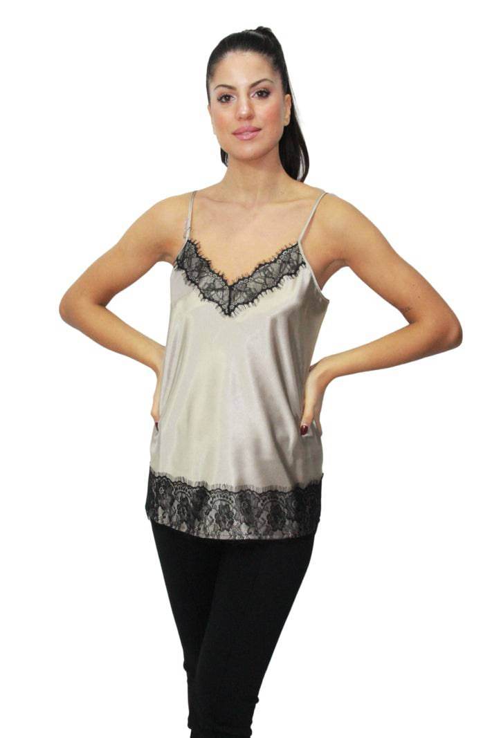 Top Bretellina Donna D1664 Tortora Amadine - evabiancheria