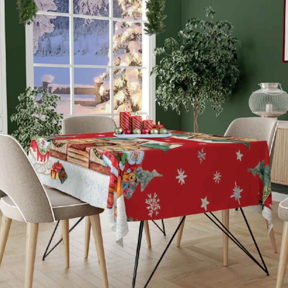 Tovaglia antimacchia natalizia Biancheria Neve tov Antica Tessitura Italiana - evabiancheria