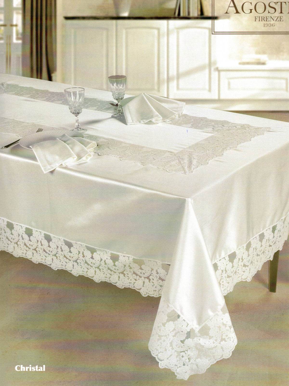 Tovaglia con pizzo Biancheria CRISTAL TOVX12 Agostini - evabiancheria