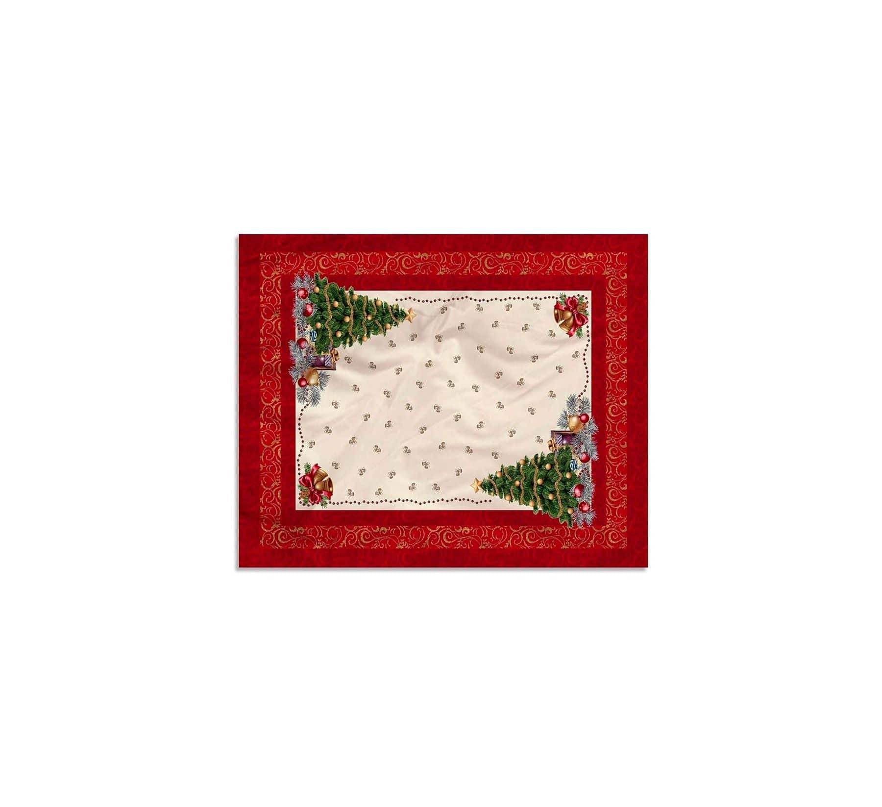 Tovaglia copritavolo stampato natalizia Biancheria Abete Copritavola Maestri Cotonieri - evabiancheria