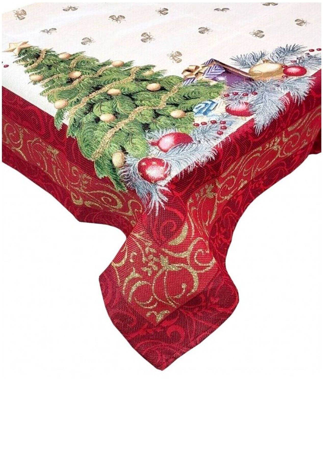 Tovaglia copritavolo stampato natalizia Biancheria Abete Copritavola Maestri Cotonieri - evabiancheria